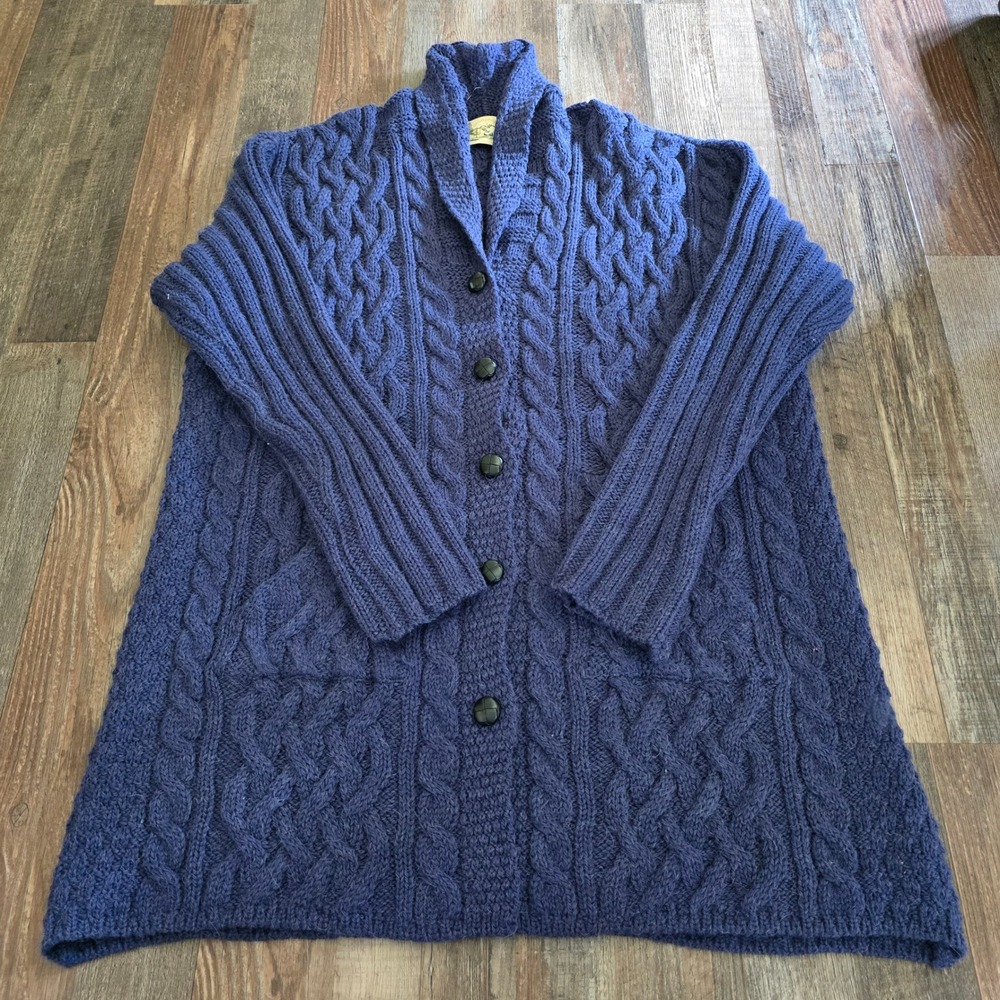 Aran Crafts Fisherman Cardigan Chunky Knit 50th Anniversary Alpaca Merino Wool